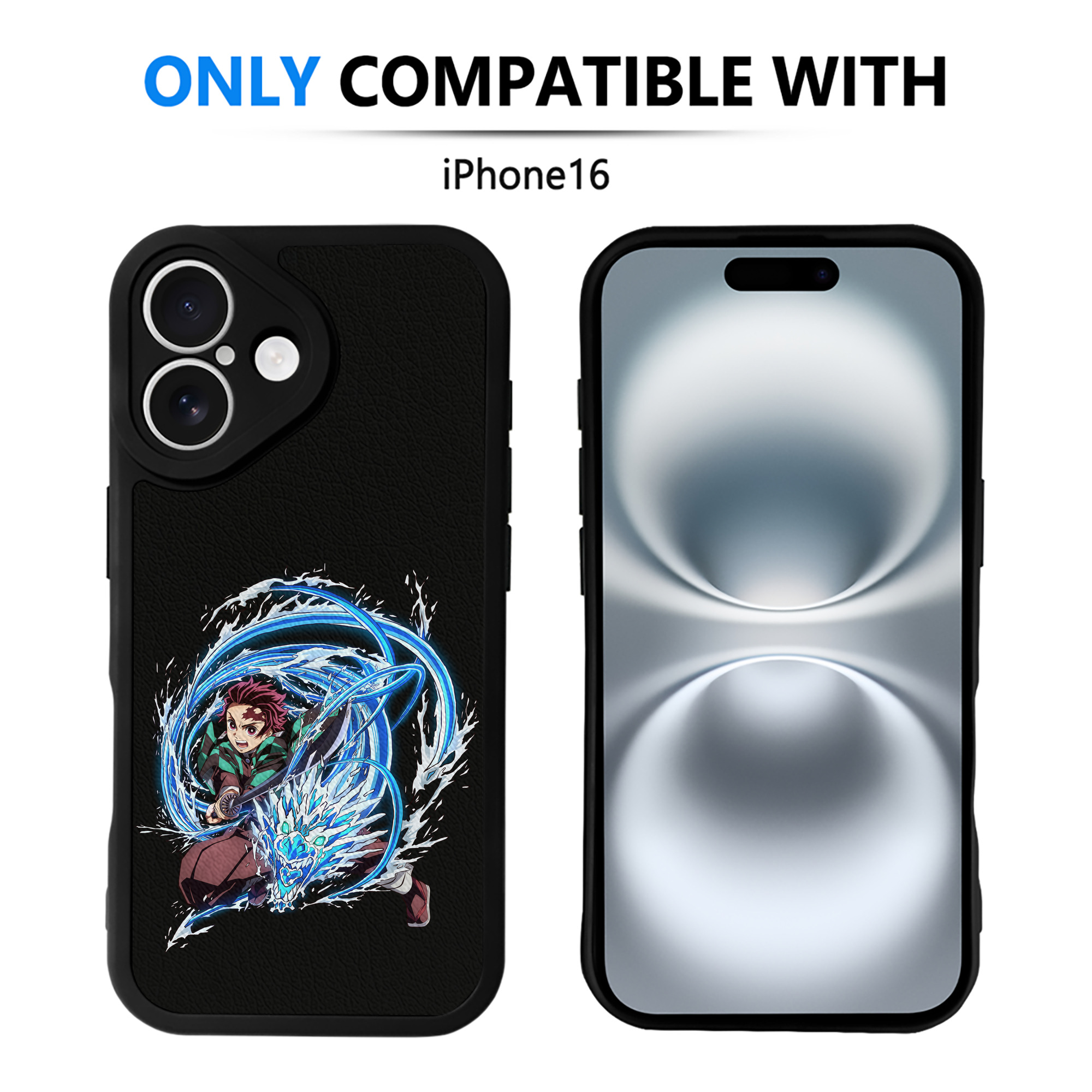 （画像用） 鬼滅の刃 竈門 炭治郎／かまど たんじろう Kamado Tanjirou 【iPhone 16シリーズ対応】シリコンスマホケース（レザー調） 材質：シリコン